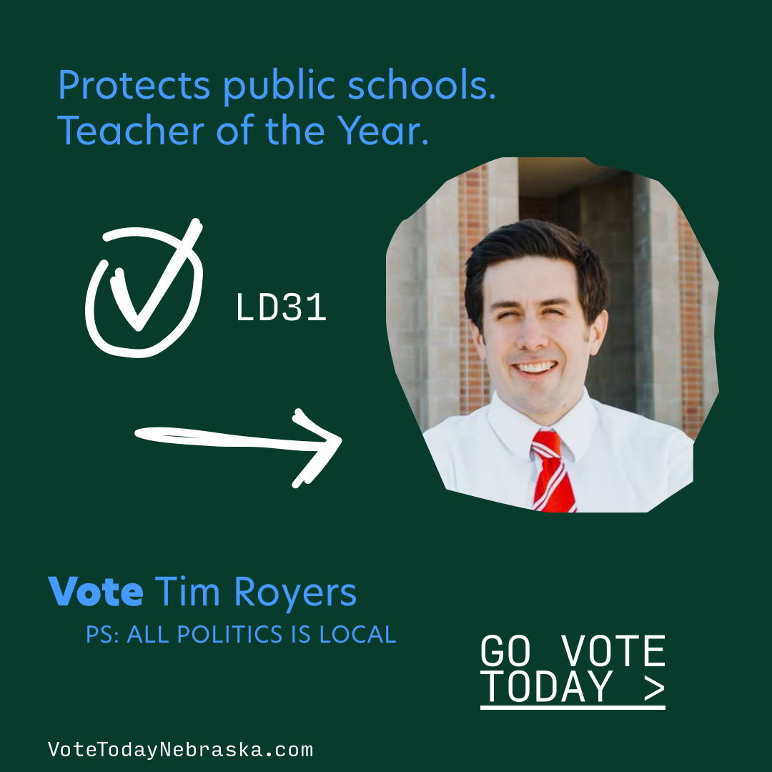 Vote Tim Royers. Protects public schools. Teacher of the Year.